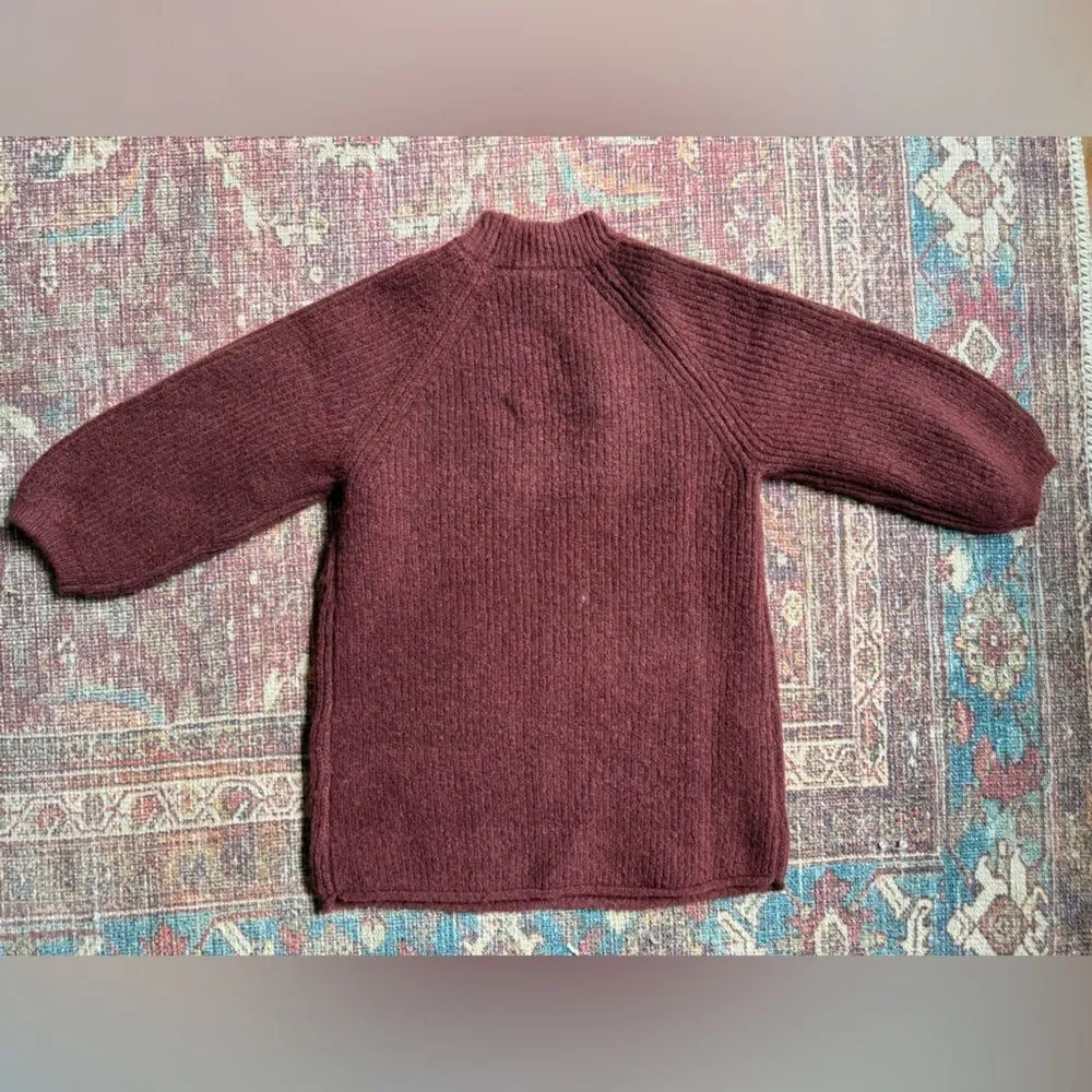Girls Zara 3 Years Wool Blend Sweater Tunic Dress maroon